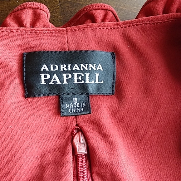 Adrianna Papell Ruffle Neckline belted Pleated Dress. Size 8 EUC - Picture 15 of 17